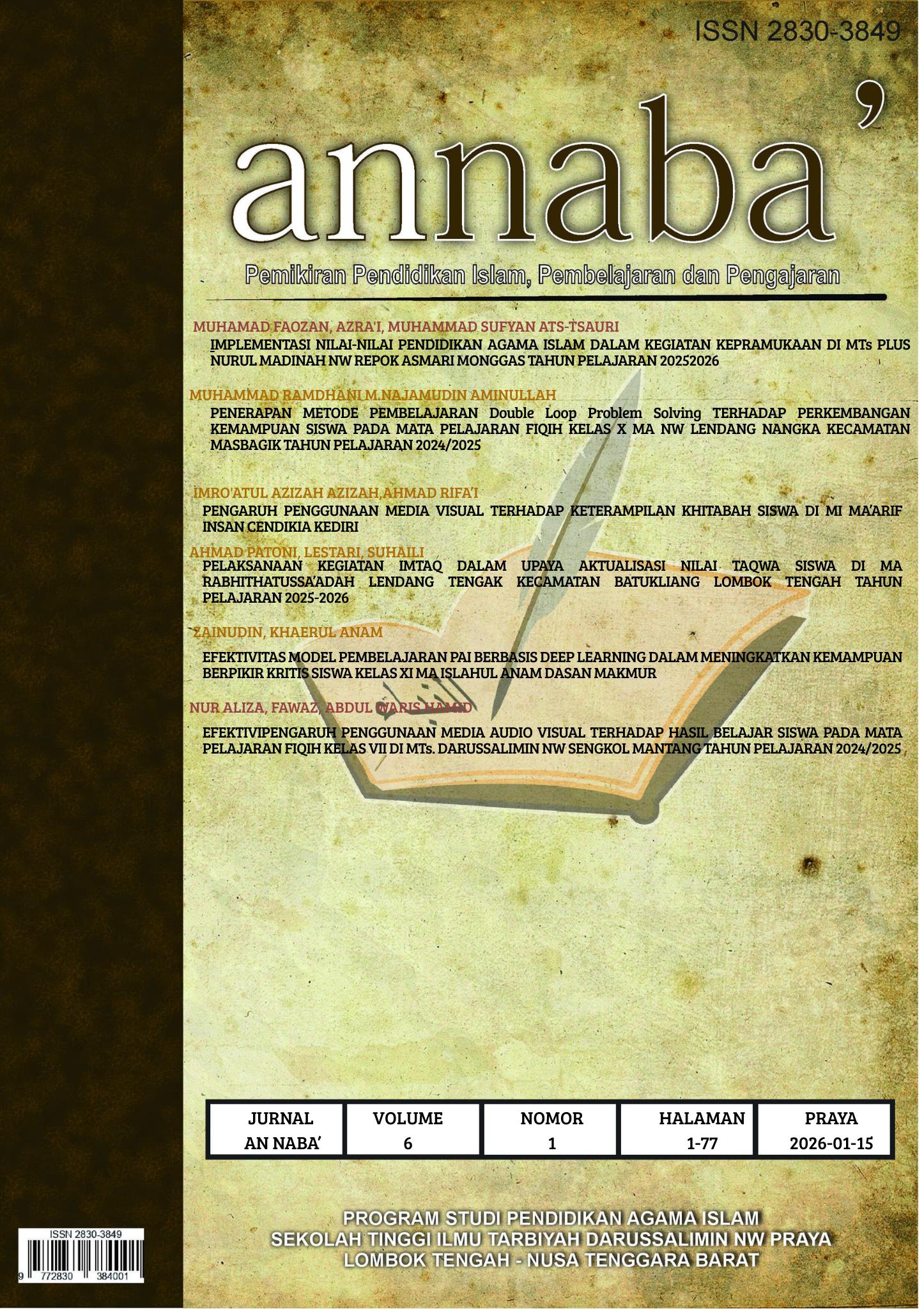 					Lihat Vol 5 No 1 (2026): Jurnal Pemikiran Pendidikan Islam, Pembelajaran dan Pengajaran
				